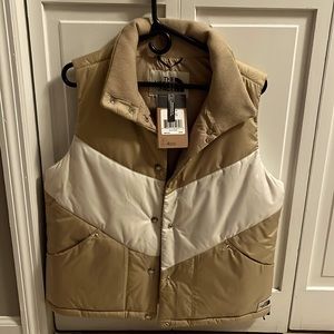 North Face tan and cream vest